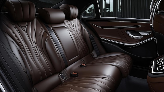 Photo a car interior featuring plush leather seats with adjustable lumbar support isolated on a dark gray background highlighting the comfort and luxury