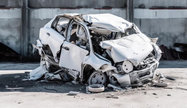 The car is standing on the side of the road in an accident Generative AI