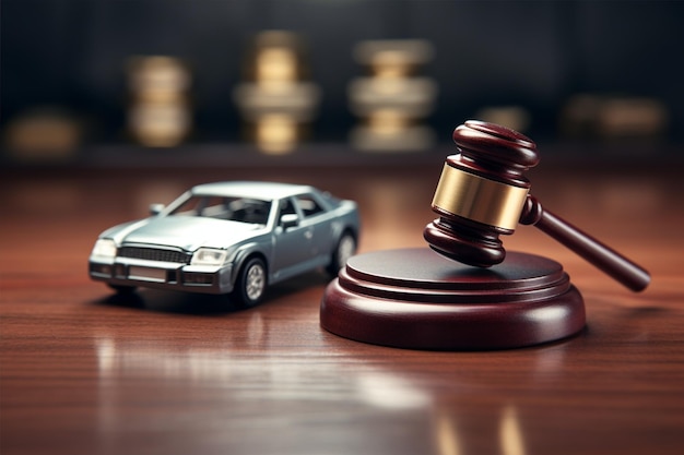 Car Law Book and Gavel Symbolize