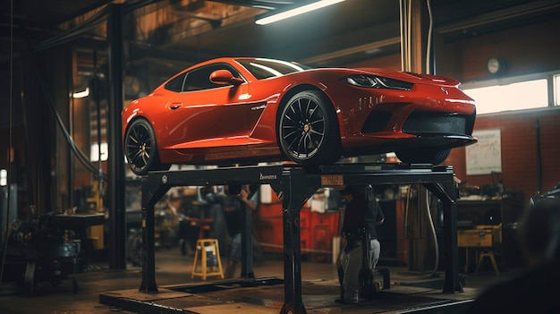 Car Lift in a Mechanic's Garage