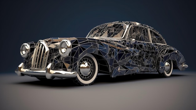 A car made out of broken glass on a dark background generative ai image