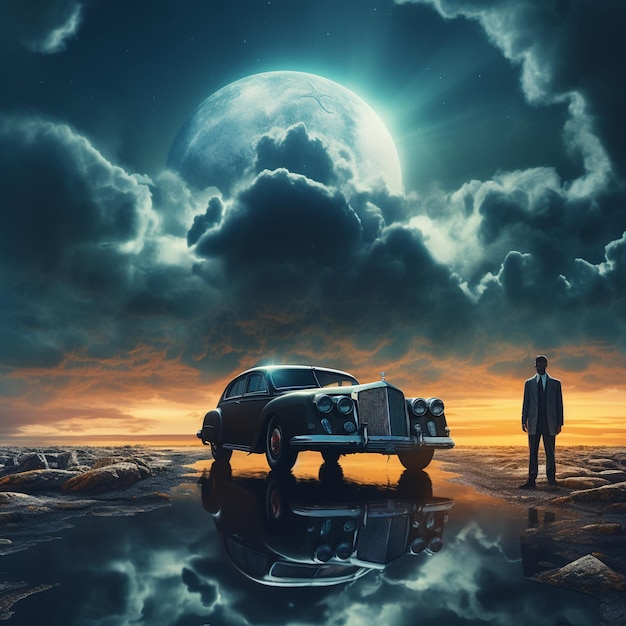 Car Moon and Boy