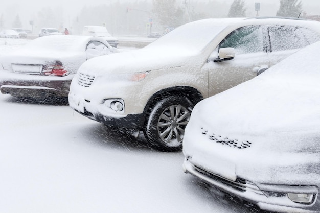 Car parking in the snow