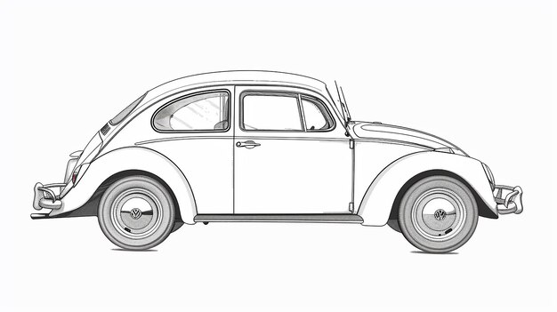 Photo a car pencil draw on isolated white background children coloring book