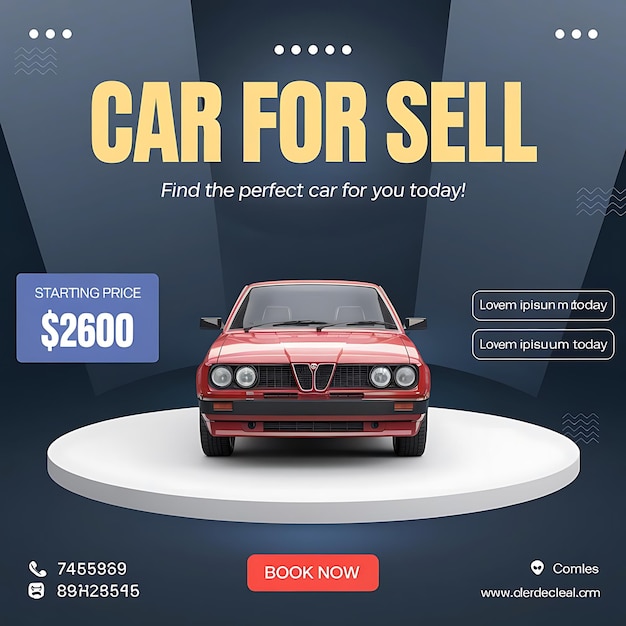 Photo car for rent social media post design and automotive instagram and facebook story template