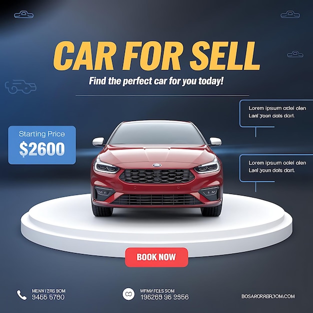 Photo car for rent social media post design and automotive instagram and facebook story template