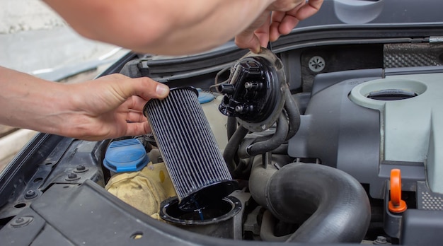 Car repair fuel filter replacement