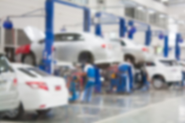 Car repair service center blurred background