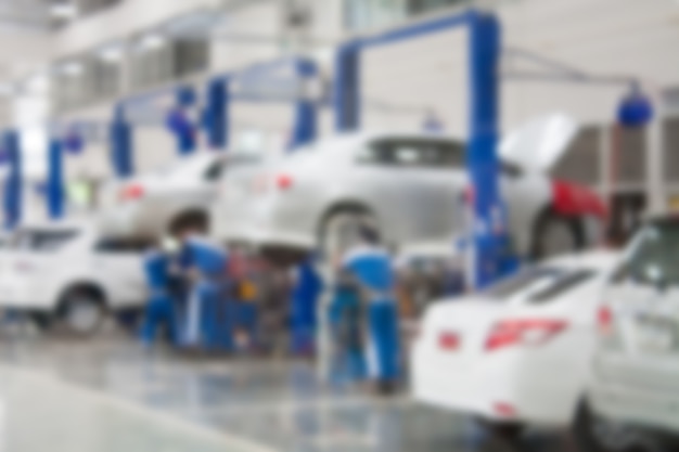 Car repair service center blurred background