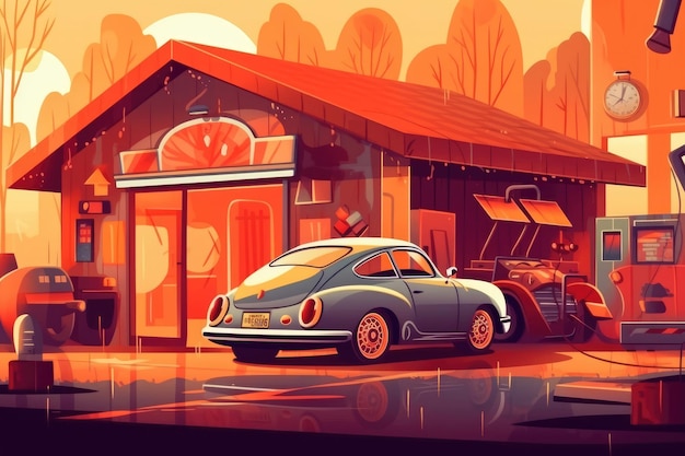 A car repair shop offers maintenance service Generative AI