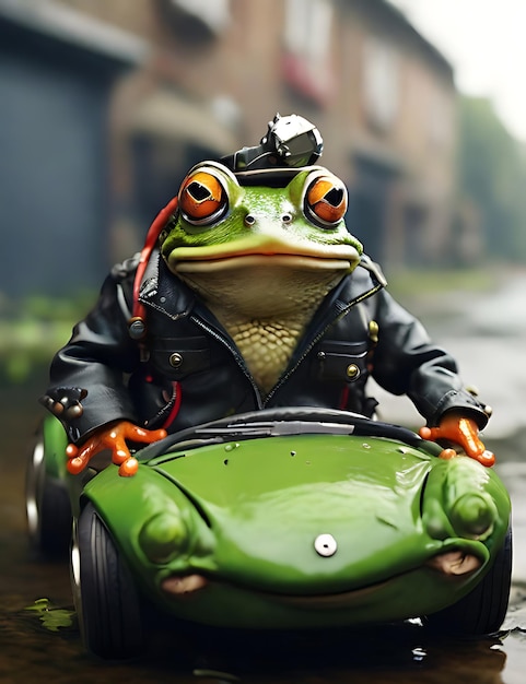 Car Right Punk Jacket Frogs _ai_generated