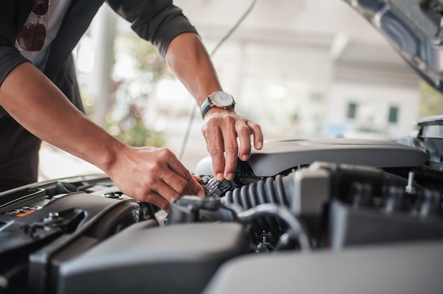 Car safety inspection and check engine accessories