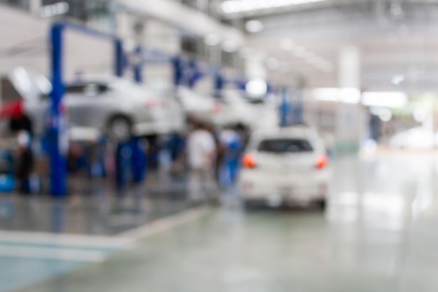 Car service centre auto repair workshop blurred background