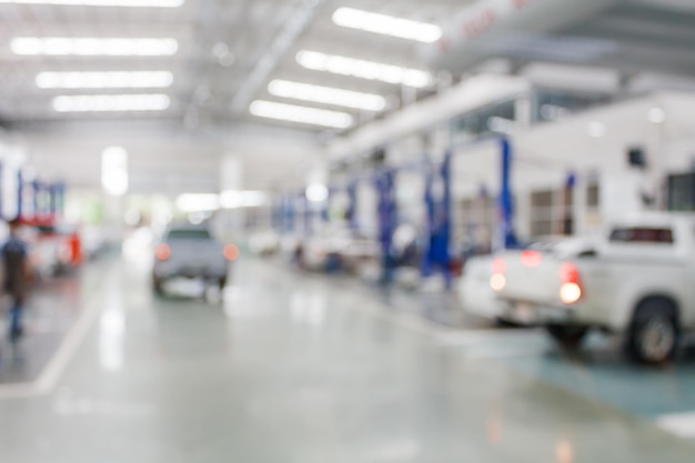 Car service centre auto repair workshop blurred background