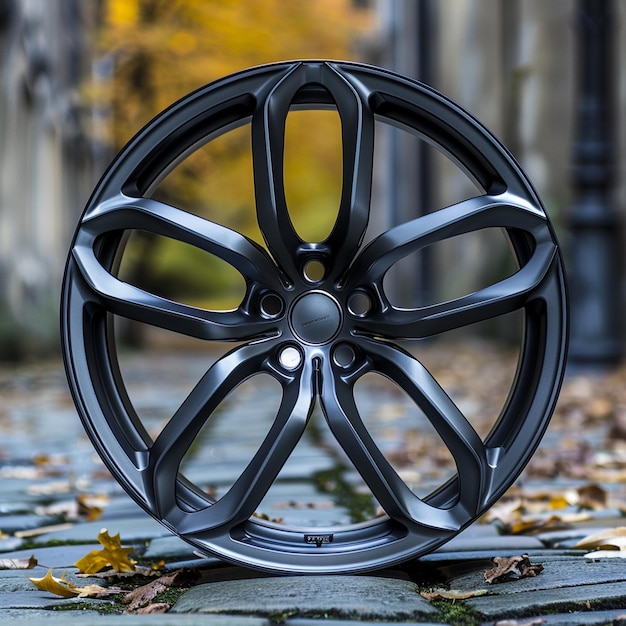 Photo a car silver alloy wheels on white background