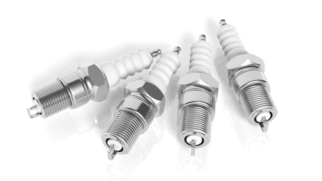 Car spark plugs isolated on white background