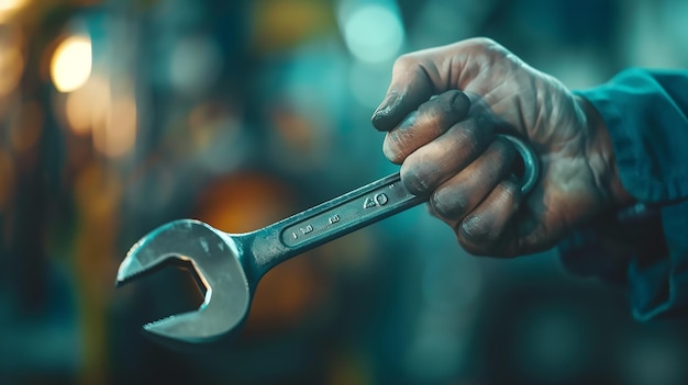 Car Technicians Hand Holding a Wrench