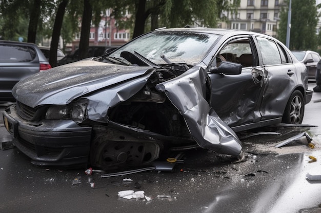 A car that has been damaged by a car accident