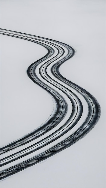 Car tire trace on white background