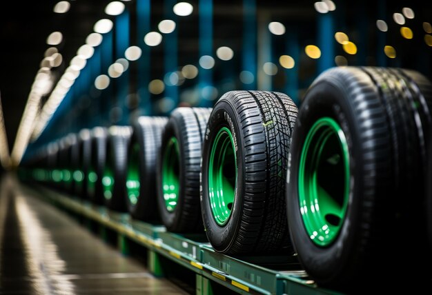 Car tires modern warehouse Transportation equipment of car tires