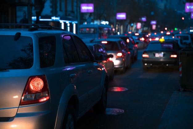 Car traffic at the night streetxA