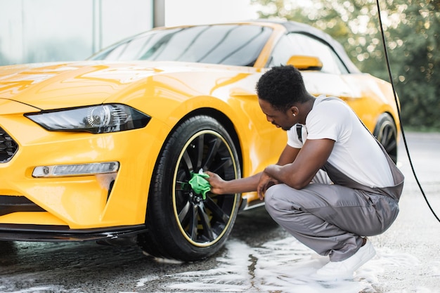 Car washing on open air