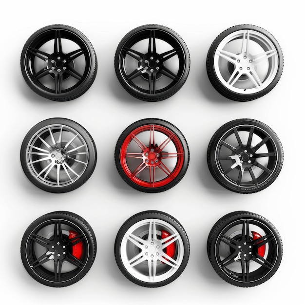 Car wheels icon tire silhouettes rim symbol auto wheels sign car tyre pictograms automobile service logo