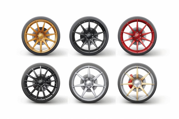 Car wheels icon tire silhouettes rim symbol auto wheels sign car tyre pictograms automobile service logo