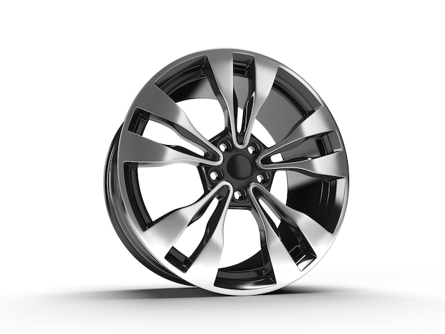 Car wheels isolated. 3D rendering illustration.