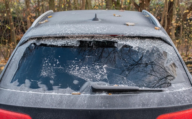 Car window frozen to winter start