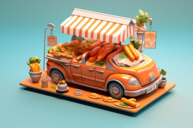 a car with a car that says  food  on the top