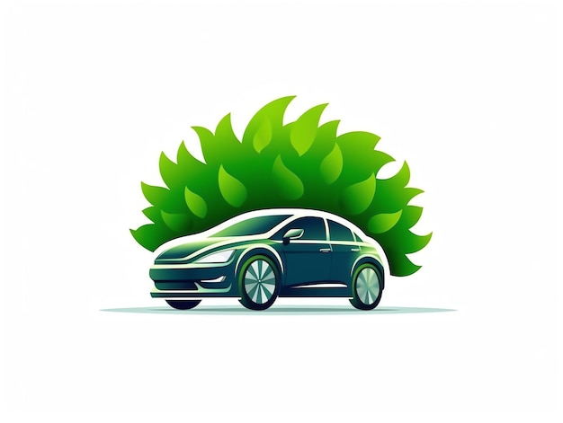 A car with a green bush