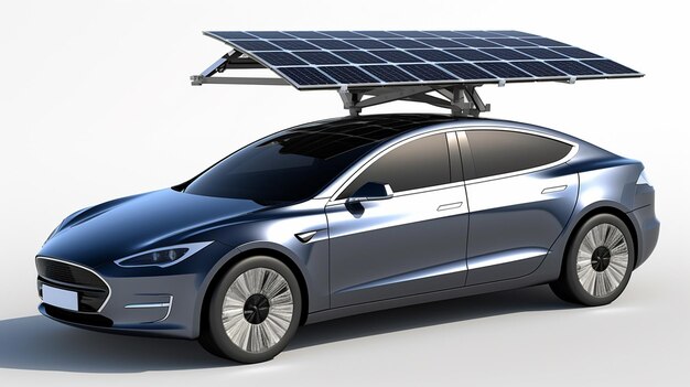 A car with installed solar panels the concept of the car of the future Generative AI