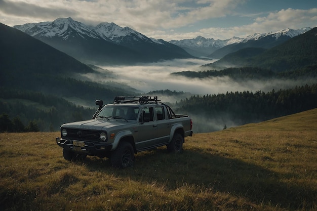 a car with a mountain in the background