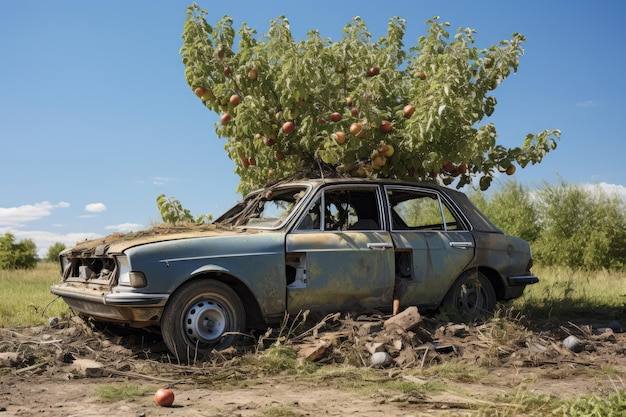 a car with a tree on top