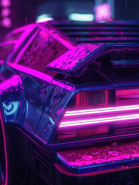 Photo a car with vibrant neon lights parked in a welllit parking lot