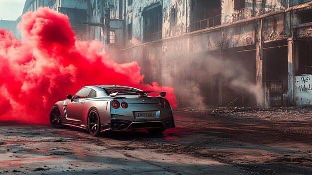 Photo a car with the word honda on the back is blowing red smoke