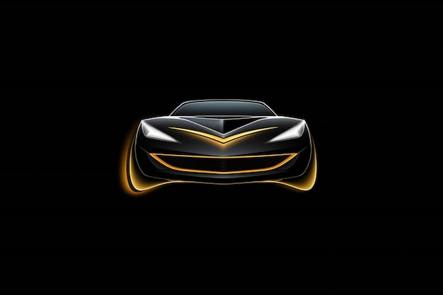 A car with a yellow and black paint abstract logo concept