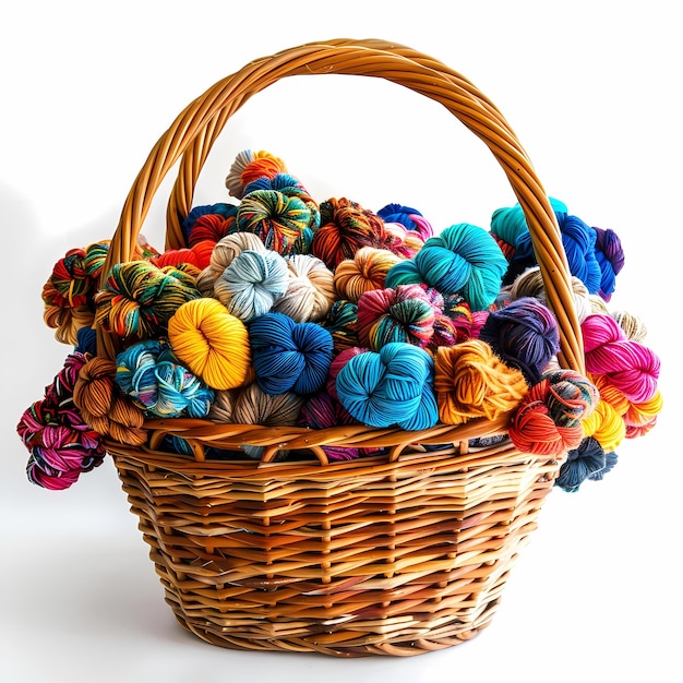 Car A woven basket overflowing with bright yarn skeins ready to be transformed into cozy blankets