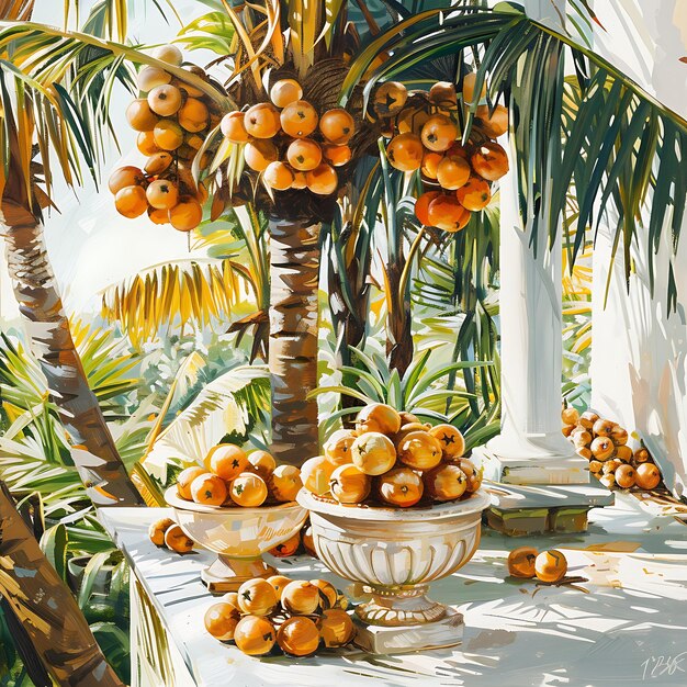 Carambolas in Tropical Setting on White Background