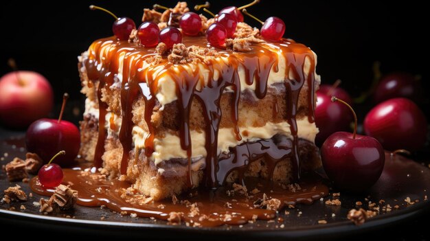 caramel apple cake professional photography Generative Ai