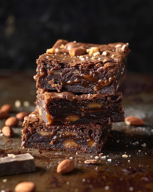 Photo caramel brownie rich and gooey