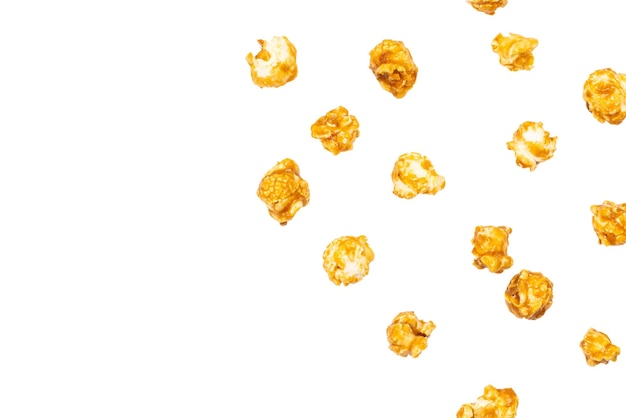 Caramel pop corn isolated on white background