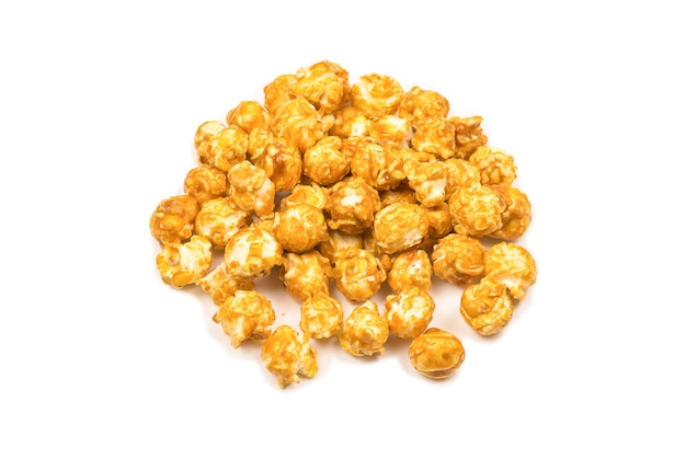 Caramel pop corn isolated on white background