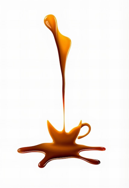 a caramel sauce is being poured into a glass