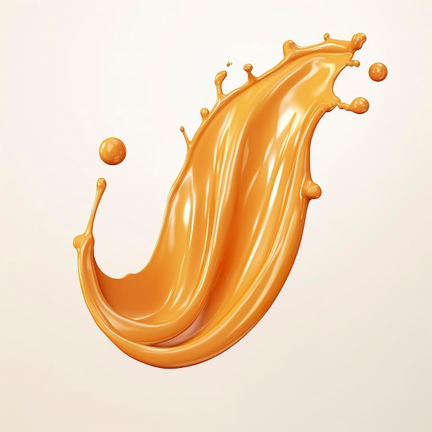 Caramel sauce Liquid syrup splash sugar candy caramel or melted toffee 3d Generative AI