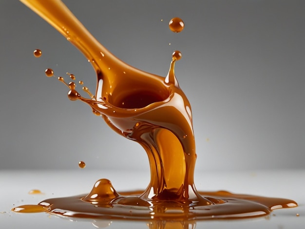 Photo a caramel sauce with a brown liquid in it