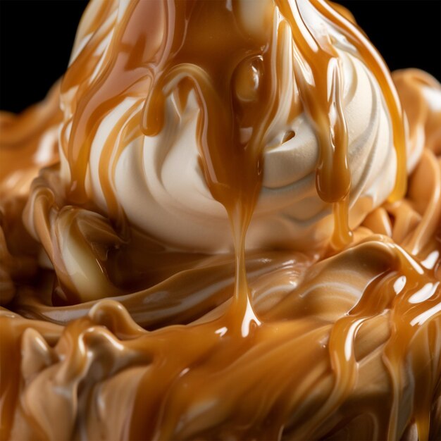 Photo caramel sundae swirl closeup