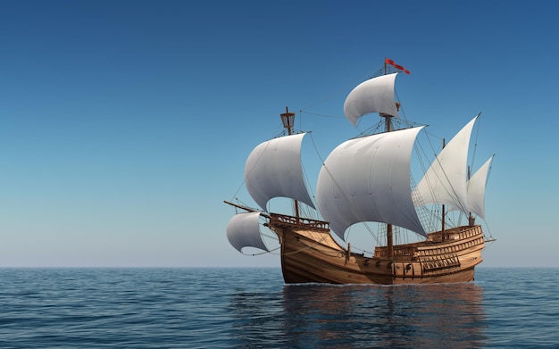 Caravel In The Blue Sea