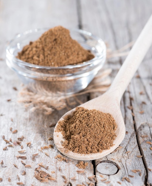 Caraway Powder on a wooden spoon